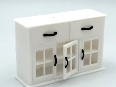 Kitchen cabinet with functional doors shelves and drawers  3D print model