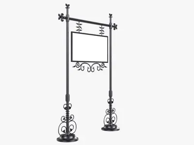 Forged column with hanging sign 07 3D model