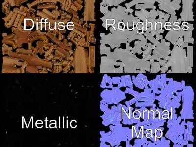 Rustic Wooden Fence model pack Low-poly 3D model