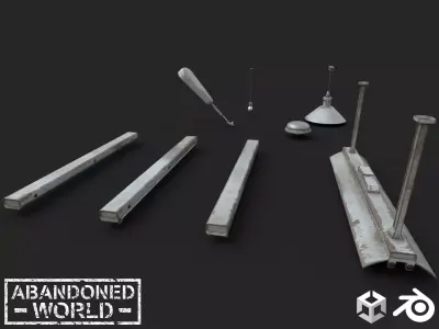 Industrial lighting Set Low-poly 3D model