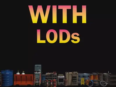 100 realistic MEGA props pack Low-poly 3D model