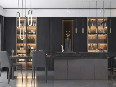 modern kitchen with island  3D model