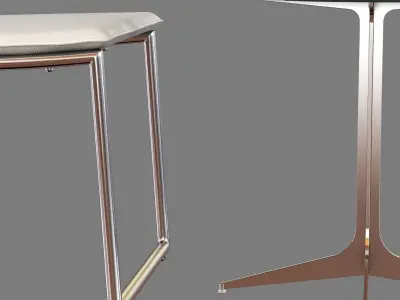 cb2 triumph chalk ottoman and custom made round side table with  3D model