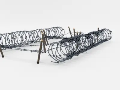 Low Poly Barb Wire Obstacle Low-poly 3D model