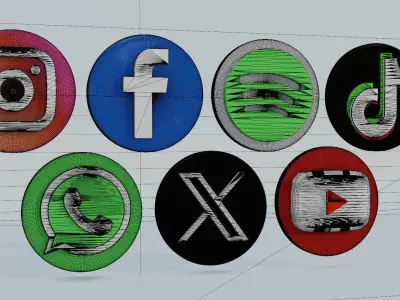 3D social media logos 3D model