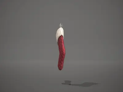Red and White Cable Knit Christmas Stocking Low-poly 3D model