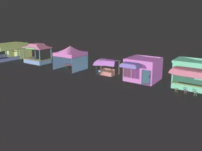 Market Shops  and Stalls Pack Low-poly 3D model