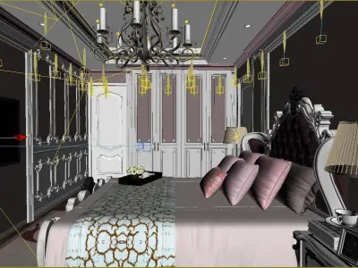 Modern European bedroom Vray 3Dmax model-15 3D model