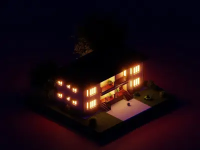 Mansion House  Low-poly 3D model 001 Low-poly 3D model