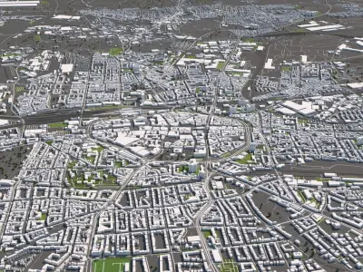 Dortmund Germany 50x50km 3D City Map 3D model