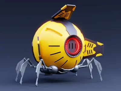 Futuristic Spider Drone - Stylized Sci-Fi Robot 3D Model Low-poly 3D model
