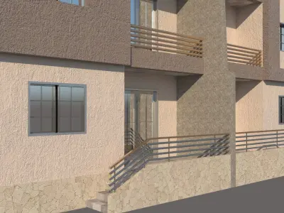 residential 5 storyes building 4 apartment 3D model