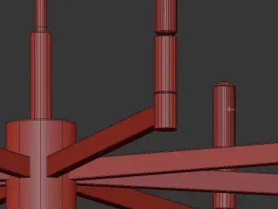 Erzo 8 brass chandelier with six lights 3D model