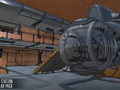 Sci-fi station - modular pack Low-poly 3D model