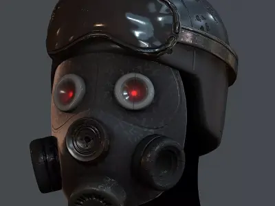 Gas mask helmet 3d model scifi Low-poly Low-poly 3D model Low-poly 3D model