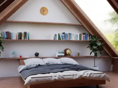 ATTIC BEDROOM - A Frame 3D model