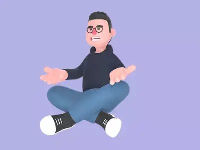 Stylized 3D Male Programmer Character - Angry Cross Leg Pose 3D model