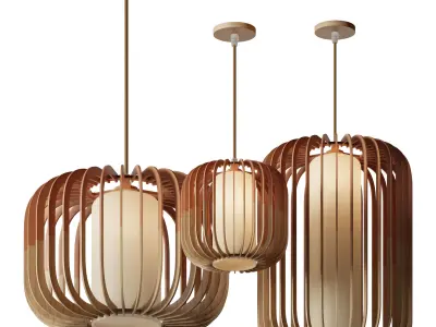 Nordic Wooden Pendant Lamp 3D model