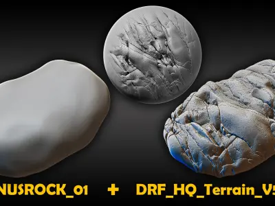 Ultra HQ Terrain Seamless Sculpt Zbrush brushes and Alphas Vol5 3D model