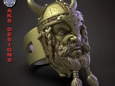 Ring organic jewelry Ancient Viking v1  3D print model