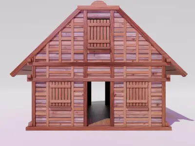 Medieval House 02 realistic 3D model Low-poly 3D model