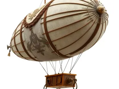 Vintage Steampunk Airship model pack Low-poly 3D model