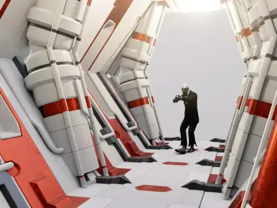 well made scifi corridor  Low-poly 3D model