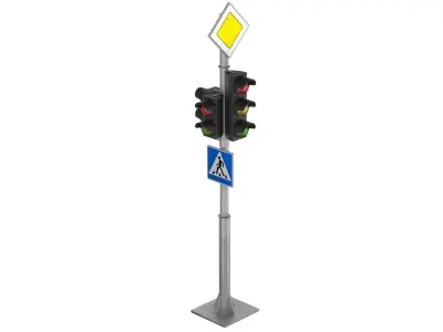 Traffic Lights and Road Signs 2 Low-poly 3D model