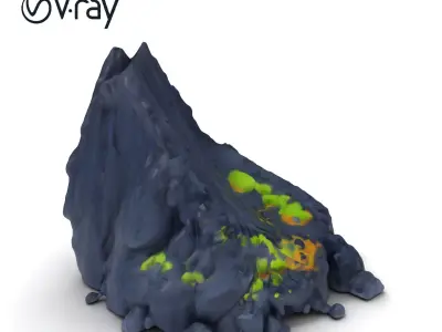 Rocky Cliff with Grass model pack Low-poly 3D model