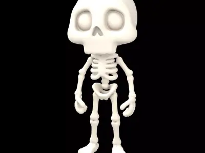 Cartoon Skull Character v1 002 Low-poly 3D model