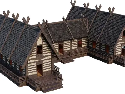 Old Medieval Building House 4K Textures GameReady 88 Low-poly 3D model