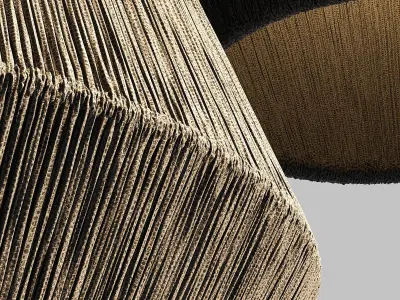 Lamp wood rattan wicker Cone n3 3D model