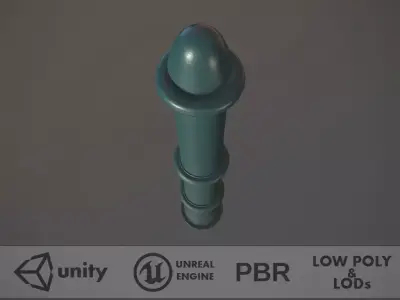 Barrier Bollard pack 5 Green v1 Low-poly 3D model