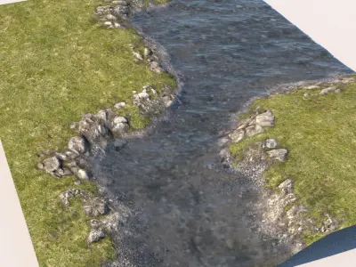 River Lake terrain modules Low-poly 3D model