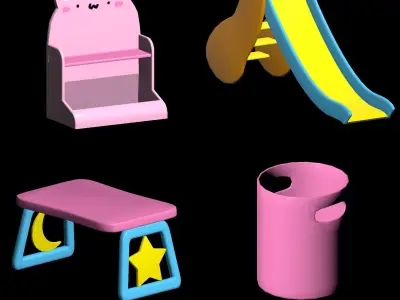kids room Low-poly 3D model