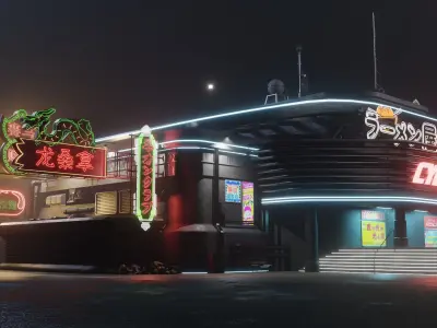 Cyberpunk Game Hall Low-poly 3D model