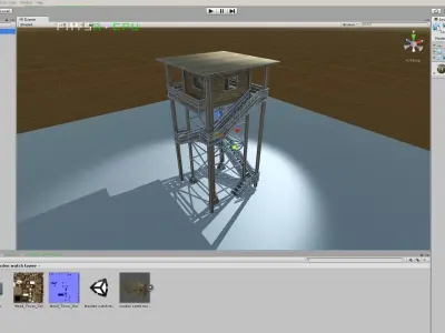 Watch Tower made of Wood Low-poly 3D model