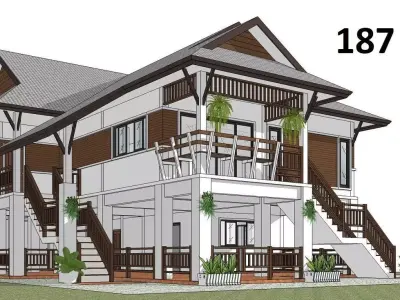 P187-Sketchup 1008 house architecture 3D model
