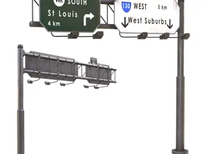 Highway and Street Sign Low-poly 3D model