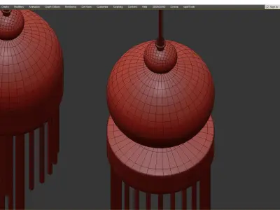 PLEIADES three hanging lamps with metal and glass Low-poly 3D model