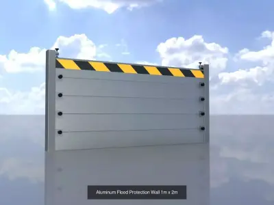 Aluminum flood protection wall 1m all versions 3D Model Pack