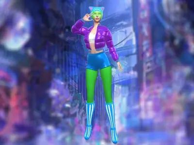 Sci-Fi Cat Girl Low-poly 3D model