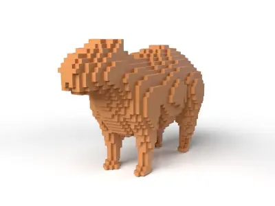 Capybara Minecraft Voxel Low-poly 3D model