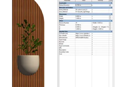 Japandi Wall Planter  Parametric Revit Family 3D model