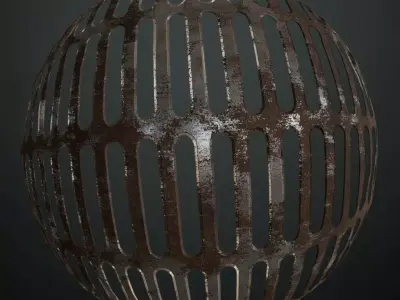 Weathered Rusted Slotted Metal Grill PBR Seamless Texture