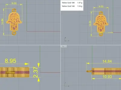 5 Hamsa Evil Eye Heart Pendant Necklace  3D print model