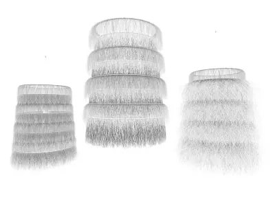 Three types of rattan and bamboo pendant lights 3D model