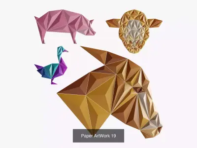 Paper artwork collection 3 3D Model Pack