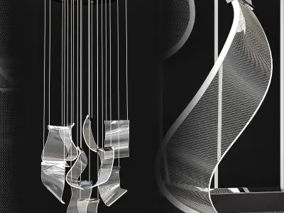 candela chandelier made of glass and metal 3D model