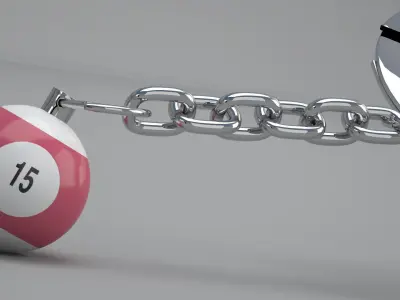 15 Snooker Ball with Keychain 3D model